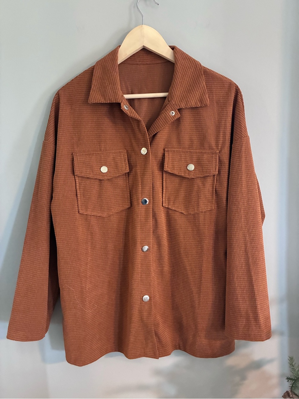 Emery Rose Cognac Brown Shacket Button Up Size Medium